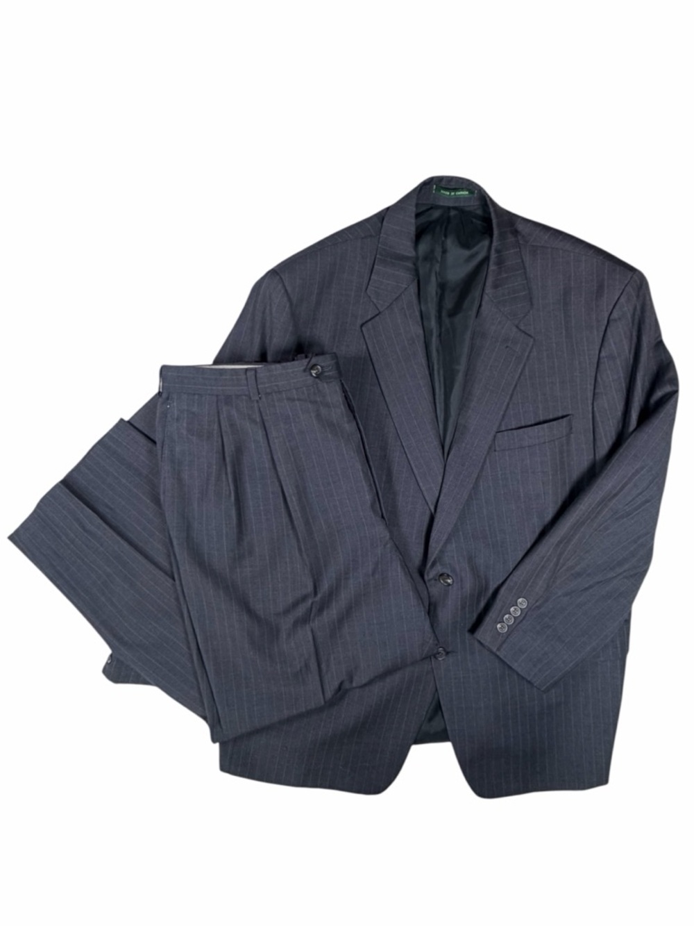 Vintage Lauren Ralph Lauren 100% Wool Pinstripe Suit Set Gray 40R Made Canada